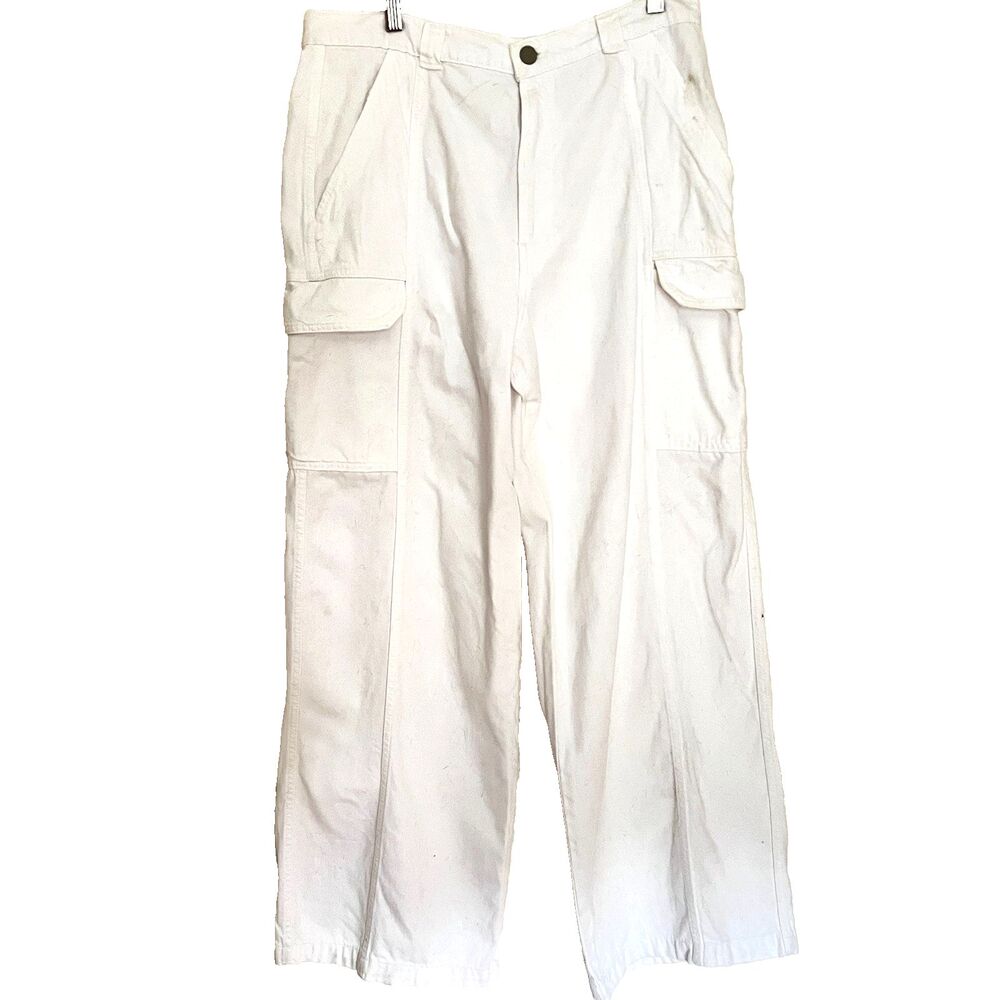 Hudson Womens Jeans 33 Welt Pocket Cargo Wide Leg White NWT